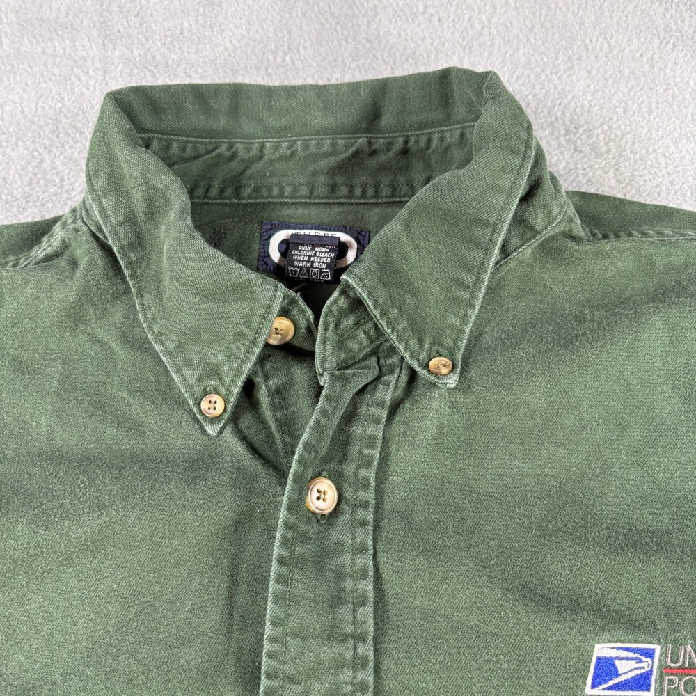 Three Rivers Mens XXL Green USPS United States Postal Service Cotton Work Shirt